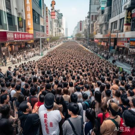 南京路拉链式人墙热闹非凡