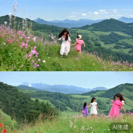 闫妮母女大孤山亲子游